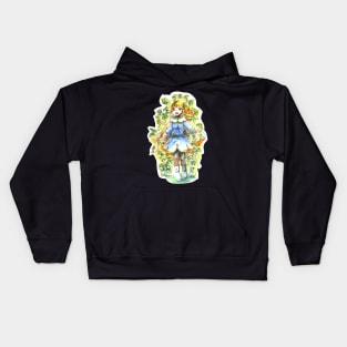 A little girl and Army of Mushroom Fairies Kids Hoodie